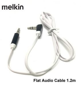 Melkin 3.5mm Stereo Flat Audio Aux Kablo Beyaz