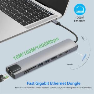 electroon Type-C 8in1 USB 3.0 tip C USB-C Hub 4K HDMI Dönüştürücü