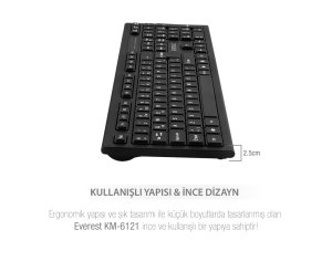 Everest KM-6121 Kablosuz Q Slim Klavye + Mouse Set