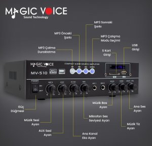 Magicvoice MV-510 50Watt USB-SD-BT Hat Trafolu Anfi