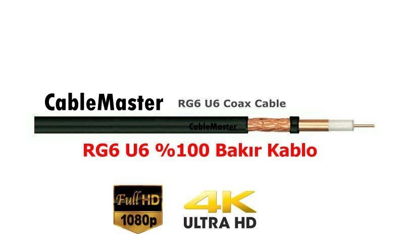 Cablemaster 40Metre RG6U6 Bakır Anten Kablosu Siyah