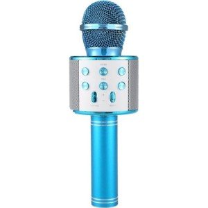 Wster WS-858 Bluetooth-SD-Aux Kablosuz Karaoke Mikrofon Mavi