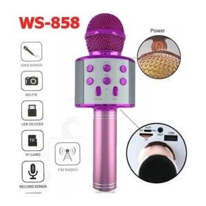 Wster WS-858 Bluetooth-SD-Aux Kablosuz Karaoke Mikrofon Pembe