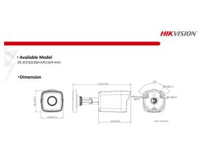 HIKVISION DS-2CD1023G0-IUF 2MP BULLET IPKAMERA 4mm Dahili Mikrofonlu
