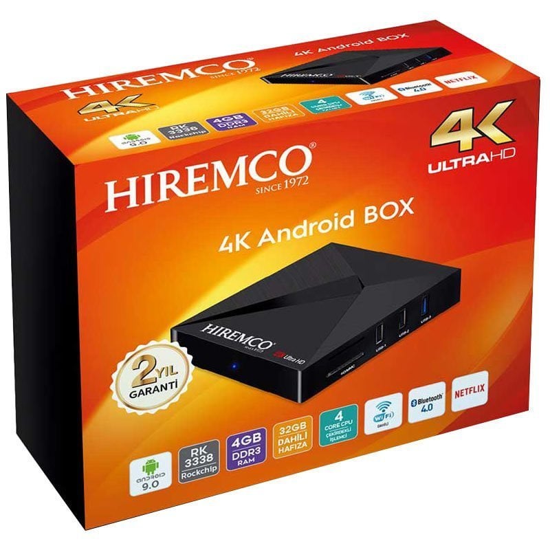 Hiremco Smart 4 4K 9.0 Android Box 4GB DDR3 Ram Wifi Netflix