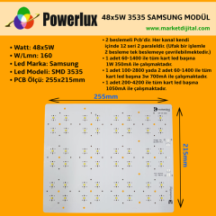 48x5 Watt Samsung 3535 Ledli Modül 205x255mm