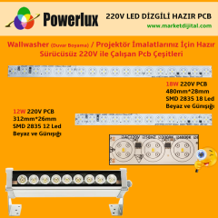 220 Volt 12 Watt SMD 2835 Ledli Hazır Wallwasher PCB