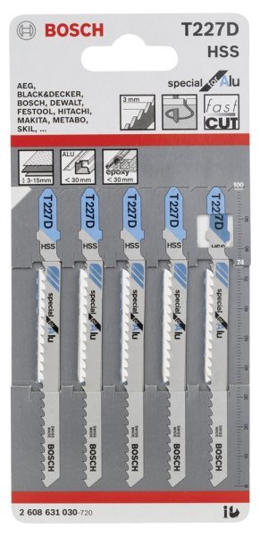 Bosch - Aluminyum İçin T 227 D Dekupaj Testeresi Bıçağı - 5'Li Paket 2608631030