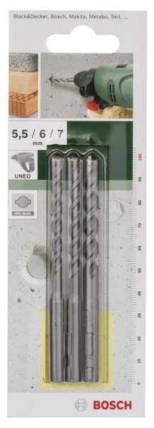 Bosch - SDS-Quick, Uneo için Beton Matkap Ucu SETİ 5,5-6-7 mm 2609256909