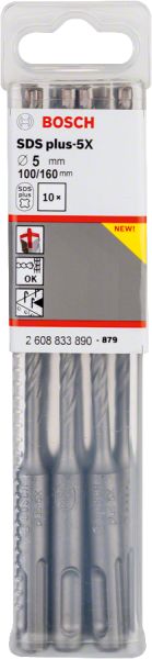 Bosch - SDS-Plus-5X Serisi Kırıcı Delici Matkap Ucu 5*160 mm 10'lu 2608833890