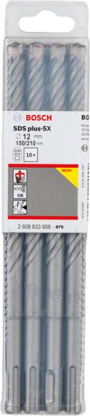 Bosch - SDS-Plus-5X Serisi Kırıcı Delici Matkap Ucu 12*210 mm 10'lu 2608833906