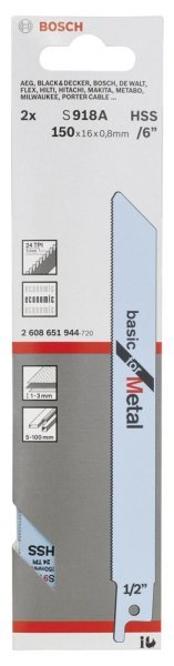 Bosch - Basic Serisi Metal için Panter Testere Bıçağı S 918 AF - 2'li 2608651944