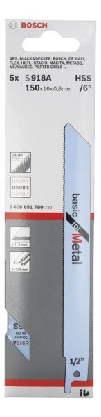 Bosch - Basic Serisi Metal için Panter Testere Bıçağı S 918 AF - 5'li 2608651780