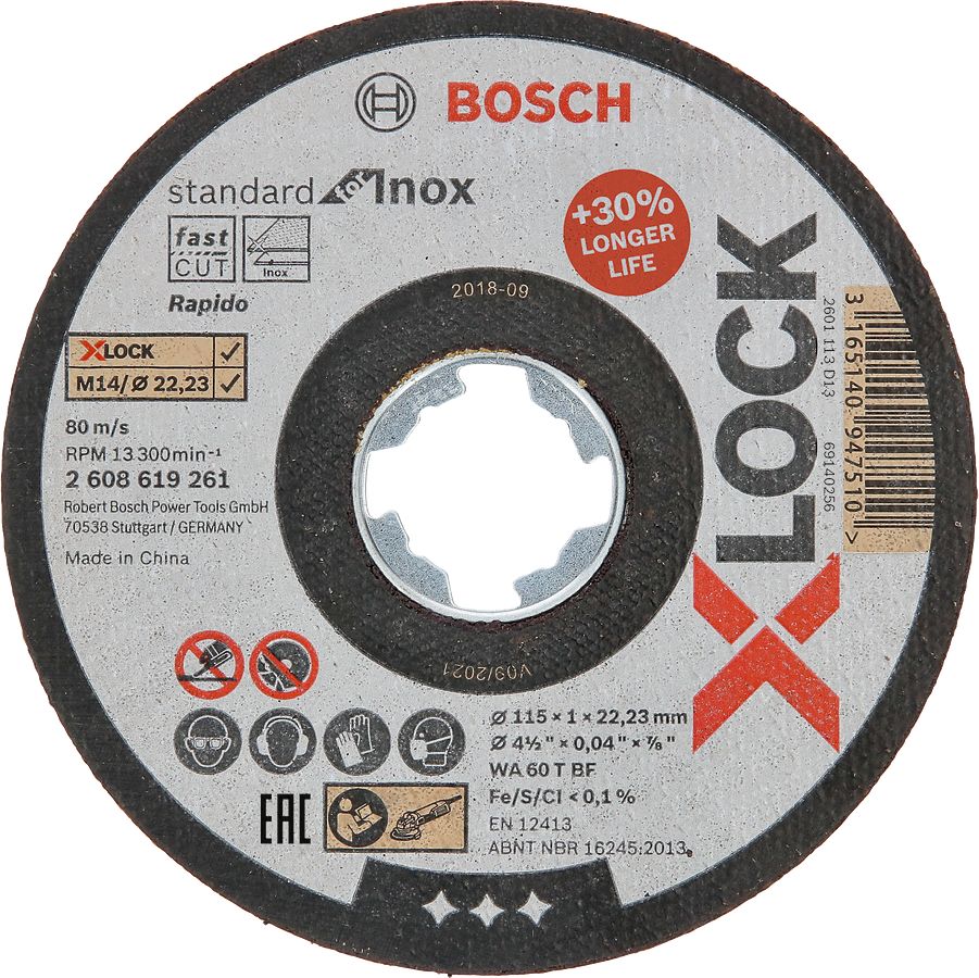Bosch - X-LOCK - 115*1,0 mm Standard Seri Düz Inox (Paslanmaz Çelik) Kesme Diski (Taş) - Rapido 2608619261