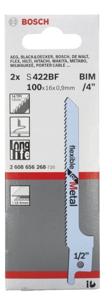 Bosch - Flexible Serisi Metal için Panter Testere Bıçağı S 422 BF - 2'li 2608656268