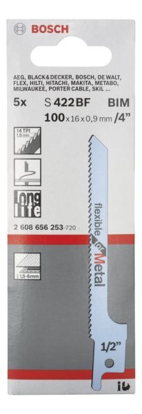 Bosch - Flexible Serisi Metal için Panter Testere Bıçağı S 422 BF - 5'li 2608656253