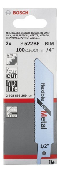 Bosch - Flexible Serisi Metal için Panter Testere Bıçağı S 522 BF - 2'li 2608656269