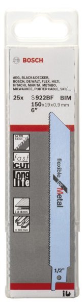 Bosch - Flexible Serisi Metal için Panter Testere Bıçağı S 922 BF - 25'li 2608657550