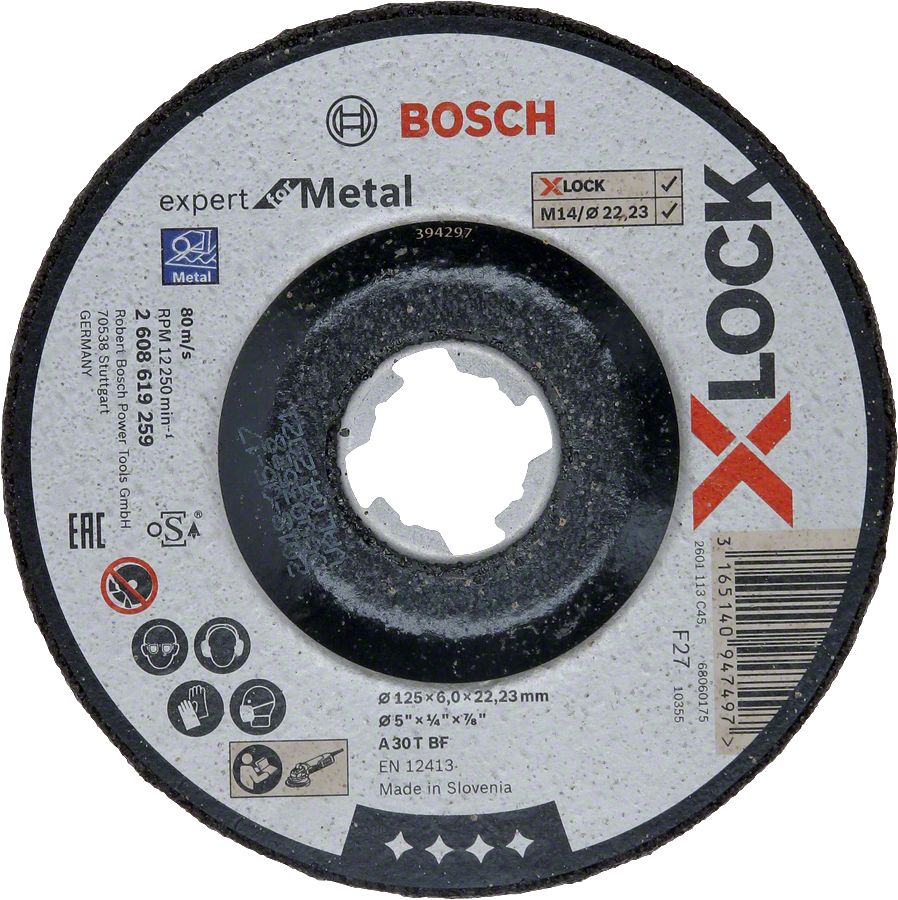 Bosch - X-LOCK - 125*6,0 mm Expert Serisi Bombeli Metal Taşlama Diski (Taş) 2608619259