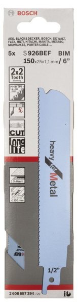 Bosch - Heavy Serisi Metal için Panter Testere Bıçağı S 926 BEF - 5'li 2608657394