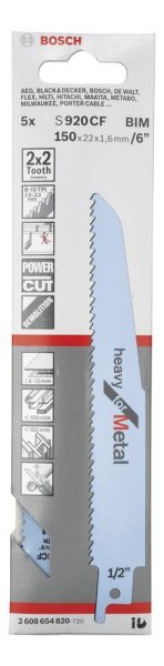 Bosch - Heavy Serisi Metal için Panter Testere Bıçağı S 920 CF - 5'li 2608654820