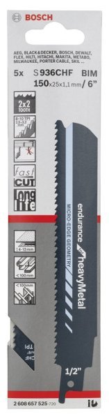 Bosch - Endurance Serisi Ağır Metal için Panter Testere Bıçağı S 936 CHF - 5'li 2608657525