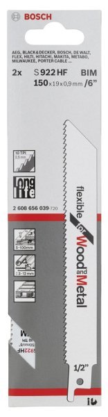 Bosch - Flexible Serisi Ahşap Ve Metal için Panter Testere Bıçağı S 922 HF - 2'li 2608656039