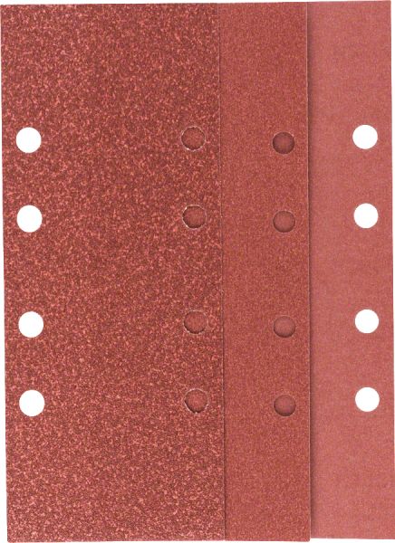 Bosch - Titreşimli Zımpara Kağıdı 10'lu Set, 93 x 230 mm 60 120 180 Kum 8 Delik 2609256B00