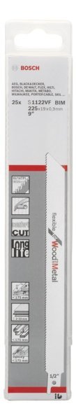 Bosch - Flexible Serisi Ahşap Ve Metal için Panter Testere Bıçağı S 1122 VF - 25'li 2608657559