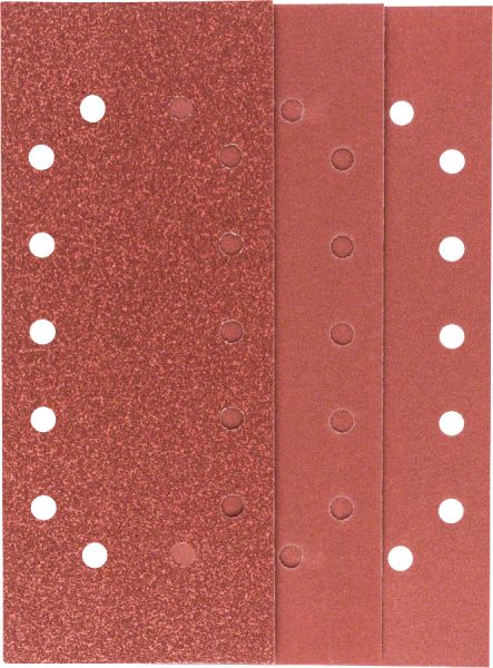 Bosch - Titreşimli Zımpara Kağıdı 10'lu Set, 115 x 280 mm 60 120 180 Kum 14 Delik 2609256B32