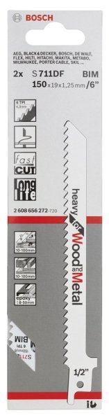Bosch - Heavy Serisi Ahşap Ve Metal için Panter Testere Bıçağı S 711 DF - 2'li 2608656272