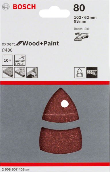 Bosch - Expert for Serisi Ahşap Zımpara 102x62 93x93 mm 80 kum 2608607408