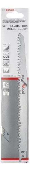 Bosch - Top Serisi Ahşap için Panter Testere Bıçağı S 1531 L - 5'li 2608650676