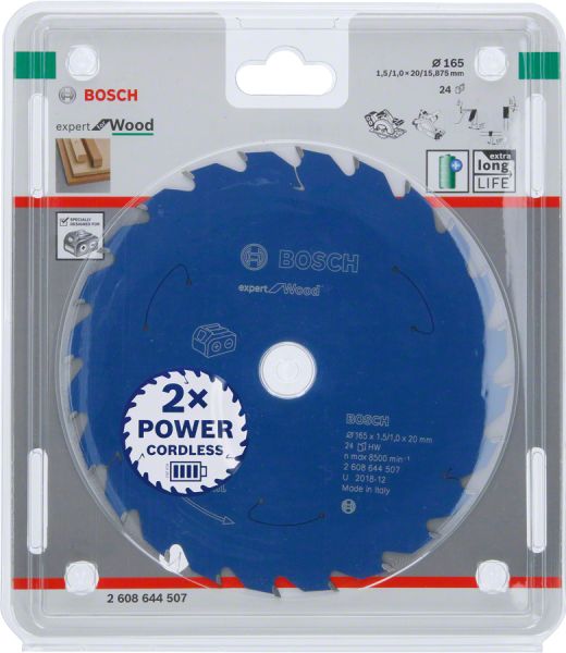 Bosch - Expert for Serisi Ahşap için Akülü Daire Testere Bıçağı 165*20 mm 24 Diş 2608644507