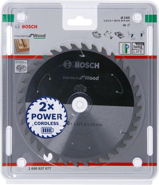 Bosch - Standard for Serisi Ahşap için Akülü Daire Testere Bıçağı 160*20 mm 36 Diş 2608837677