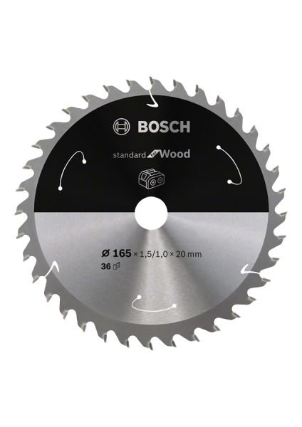 Bosch - Standard for Serisi Ahşap için Akülü Daire Testere Bıçağı 165*20 mm 36 Diş 2608837686