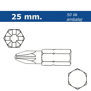 PROSCR BITS UÇ 25 mm PZ2
