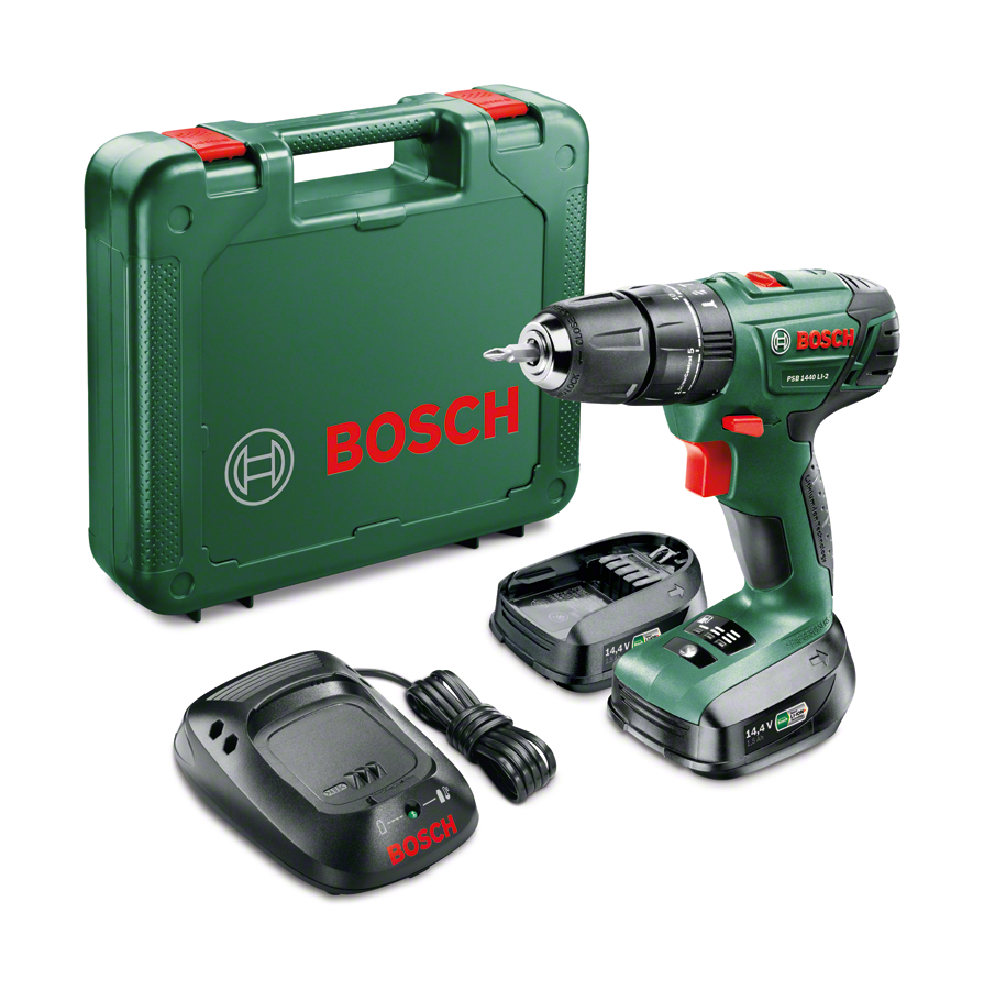 Bosch PSB 1440 LI-2 (1,5 AH Çift Akü) Akülü Darbeli Delme Vidalama Makinesi 0.603.9A3.201