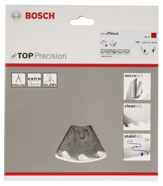 Bosch - Best Serisi Hassas Kesim Ahşap için Daire Testere Bıçağı 165*20 mm 20 Diş 2608642385