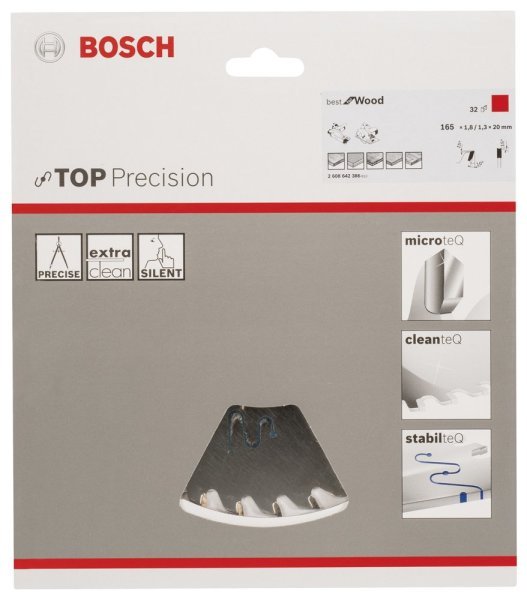 Bosch - Best Serisi Hassas Kesim Ahşap için Daire Testere Bıçağı 165*20 mm 32 Diş 2608642386