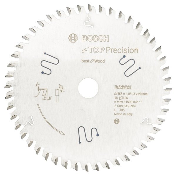 Bosch - Best Serisi Hassas Kesim Ahşap için Daire Testere Bıçağı 165*20 mm 48 Diş 2608642384