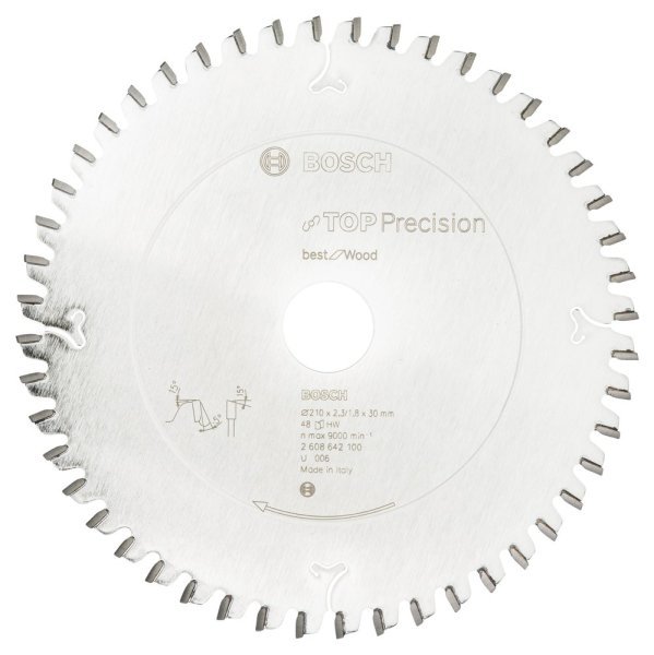Bosch - Best Serisi Hassas Kesim Ahşap için Daire Testere Bıçağı 210*30 mm 48 Diş 2608642100