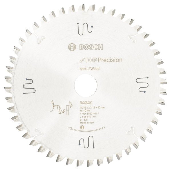 Bosch - Best Serisi Hassas Kesim Ahşap için Daire Testere Bıçağı 216*30 mm 48 Diş 2608642101