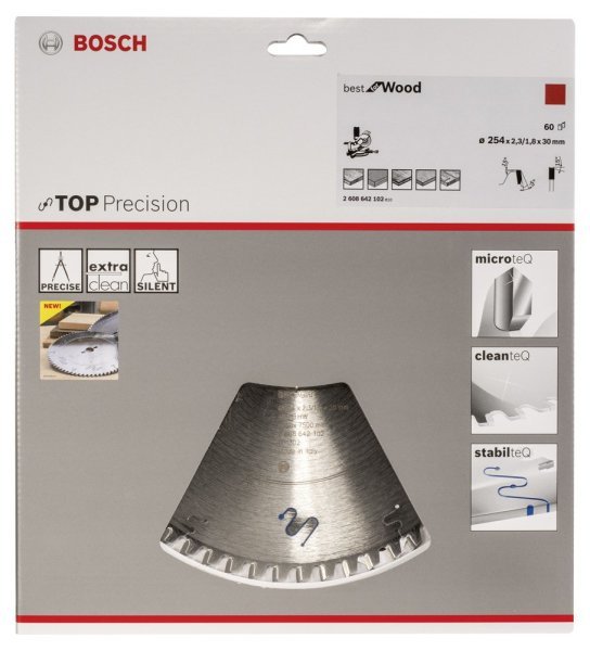 Bosch - Best Serisi Hassas Kesim Ahşap için Daire Testere Bıçağı 254*30 mm 60 Diş 2608642102