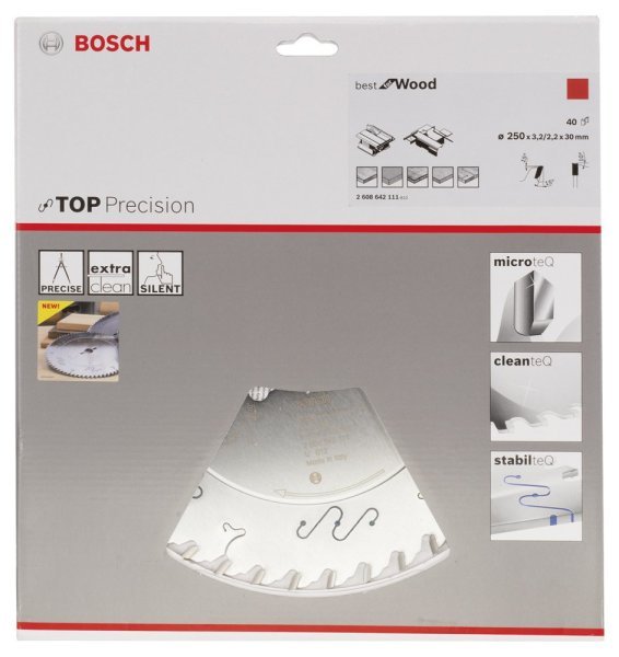 Bosch - Best Serisi Hassas Kesim Ahşap için Daire Testere Bıçağı 250*30 mm 40 Diş 2608642111