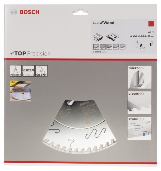 Bosch - Best Serisi Hassas Kesim Ahşap için Daire Testere Bıçağı 250*30 mm 60 Diş 2608642112