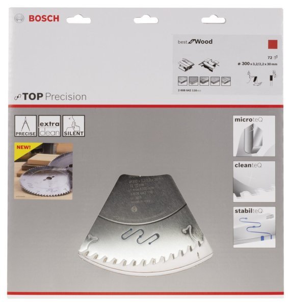 Bosch - Best Serisi Hassas Kesim Ahşap için Daire Testere Bıçağı 300*30 mm 72 Diş 2608642116