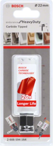 Bosch - Endurance Serisi Zorlu Malzemeler için Karpit Delik Açma Testeresi (Panç) 22 mm 2608594164