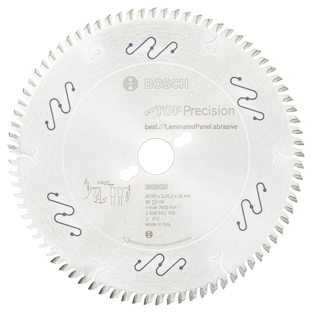 Bosch - Best Serisi Hassas Kesim Aşındırıcı Kaplamalı Lamine Panel için Daire Testere Bıçağı 250*30 mm 80 Diş 2608642109