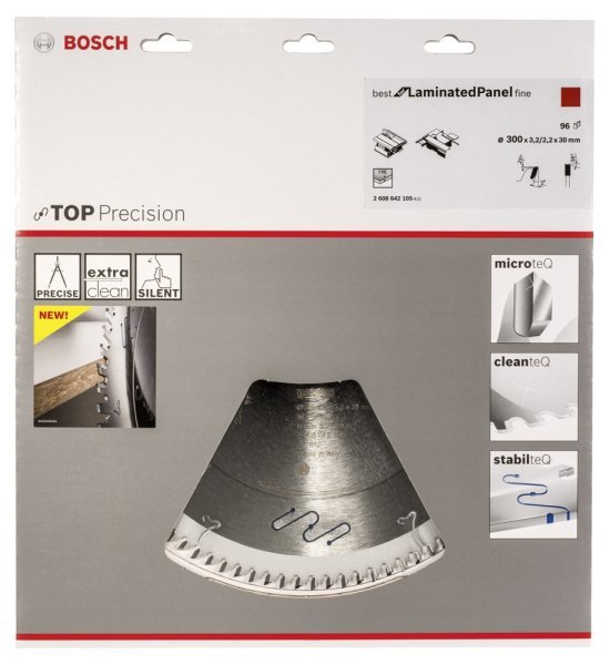 Bosch - Best Serisi Hassas Kesim Cilalı Plaka Malzemeleri için Daire Testere Bıçağı 300*30mm 96 Diş 2608642105